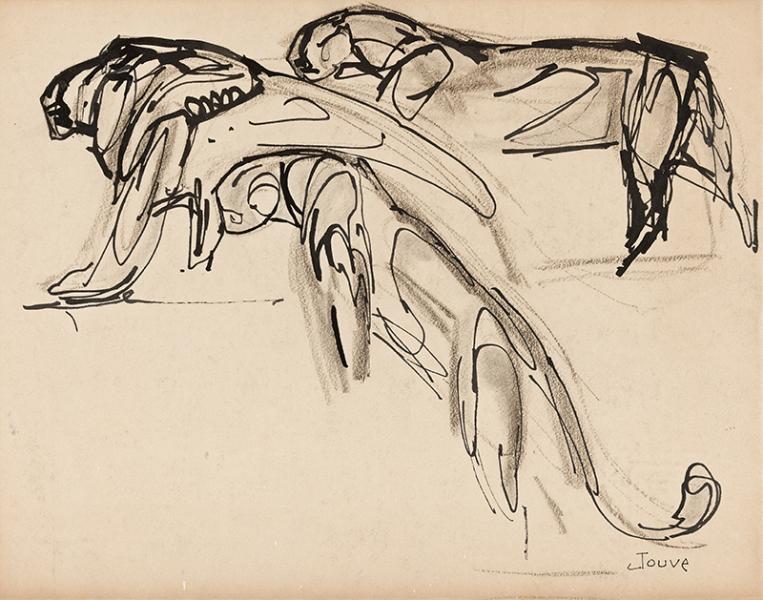 Lion et deux panthères, esquisse