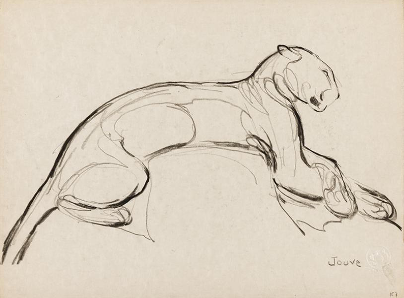 Panthère couchée, esquisse