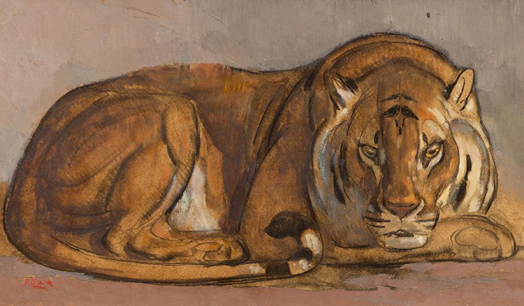 Tigre couché, tête de face, 1932