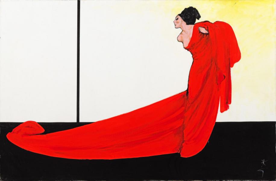 Femme à la cape. Projet publicitaire pour la maison Rodier.