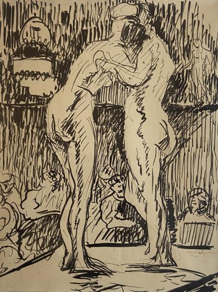 Modèles, classe de dessin, circa 1903